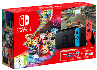 Einfach und sicher online bestellen: Nintendo Switch Neon-Rot/Neon-Blau + Mario Kart 8 in Österreich kaufen.