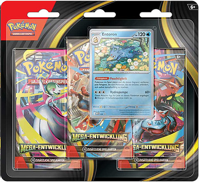 Einfach und sicher online bestellen: Pokemon ME01 3-Pack Blister (+ Entoron-Karte) in Österreich kaufen.
