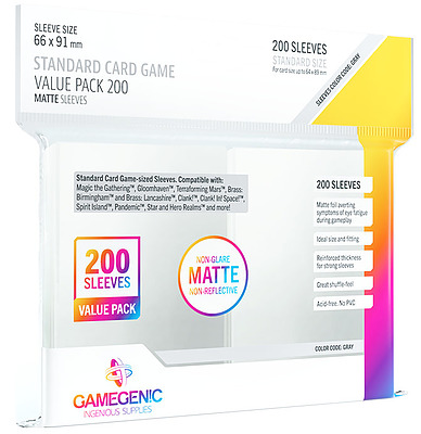 Einfach und sicher online bestellen: Gamegenic - Matte Sleeves Clear 200 Sleeves in Österreich kaufen.
