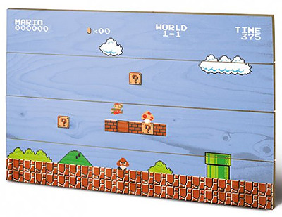 Einfach und sicher online bestellen: Super Mario Bros. Holzdruck 1-1 40 x 60 cm in Österreich kaufen.